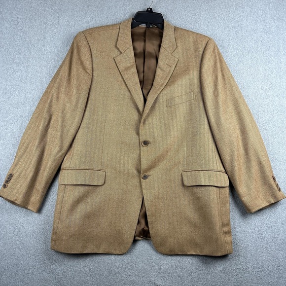 Loro Piana Nordstrom Blazer Mens 46R Brown Herringbone 100% Cashmere Sport Coat